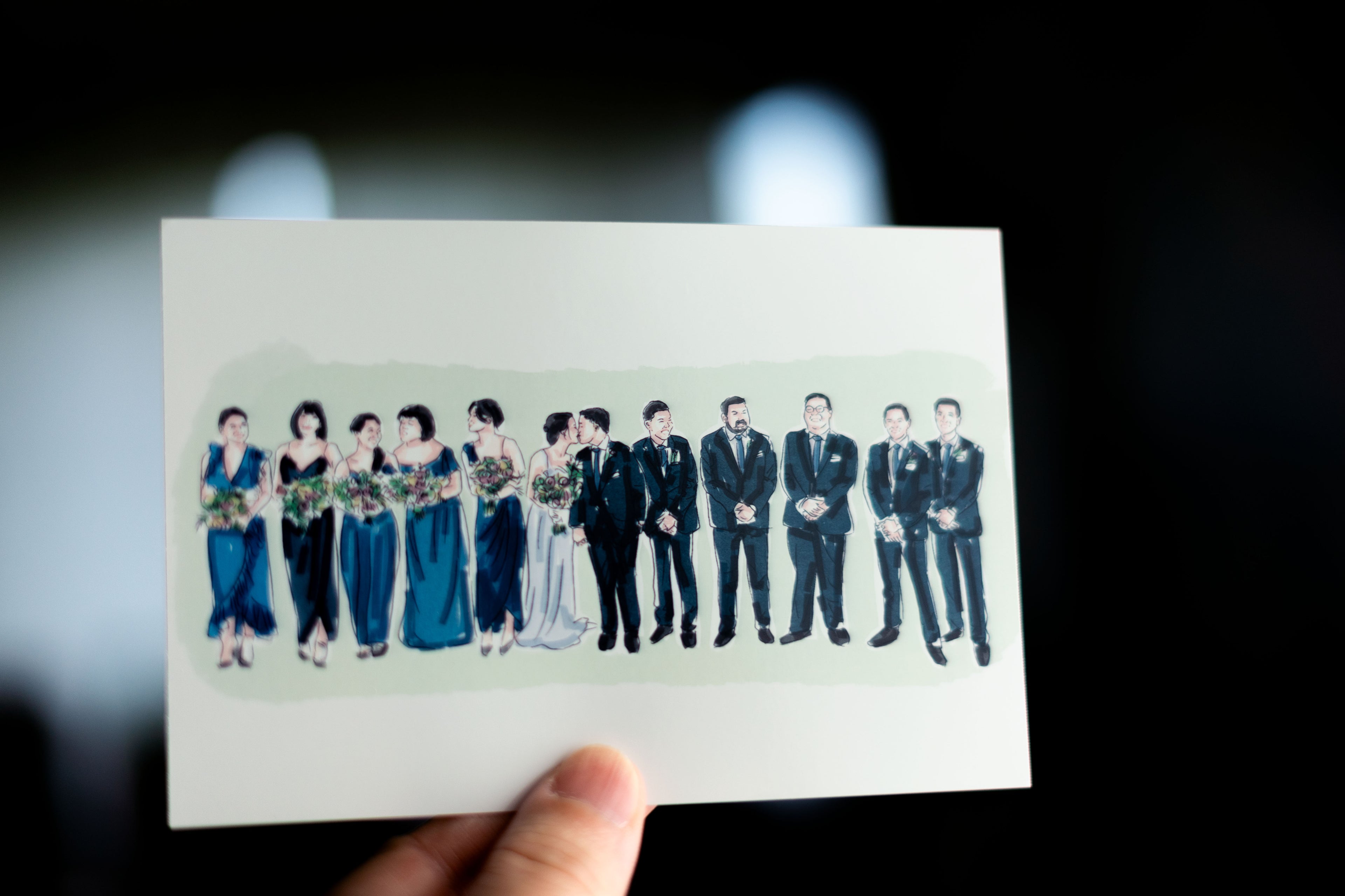 Bridal party live illustration