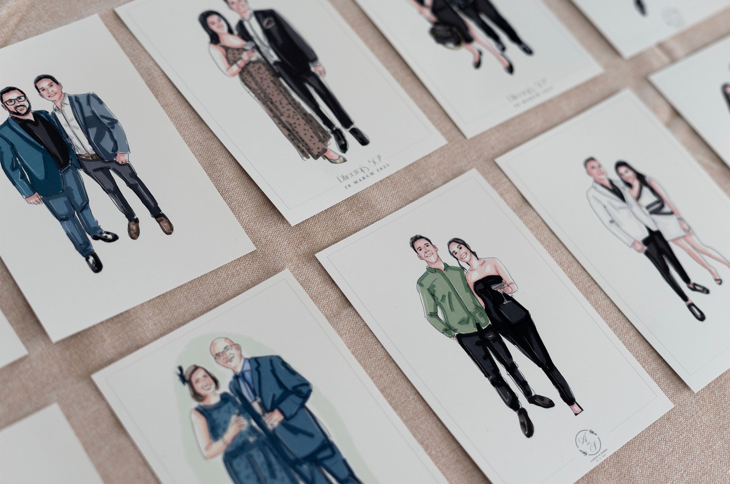 Live event guest couple illustrations full body